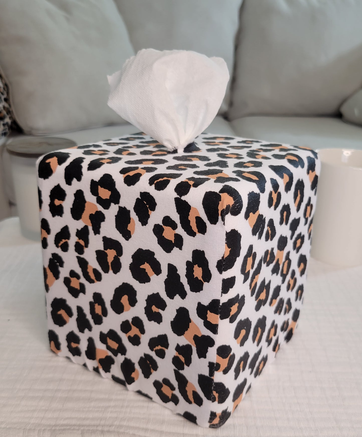 Modern Leopard AchooBox showing corner view on coffee table