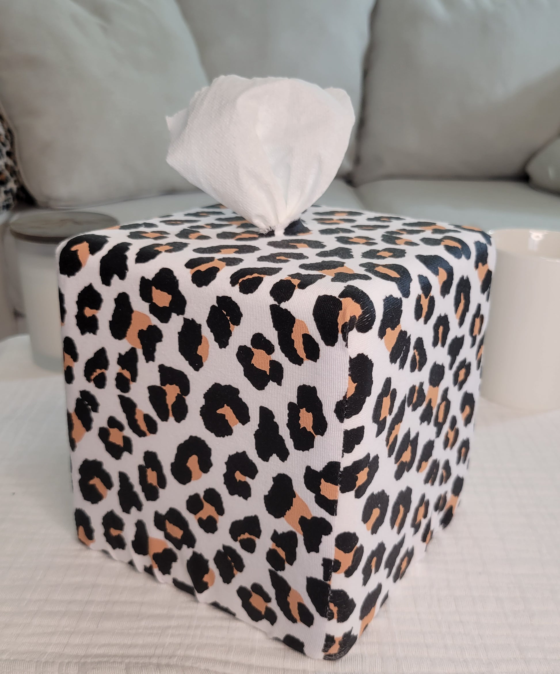 Modern Leopard AchooBox showing corner view on coffee table