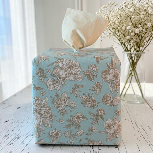 Surf Spray Garden Toile AchooBox Designer Tissue Dispenser on table